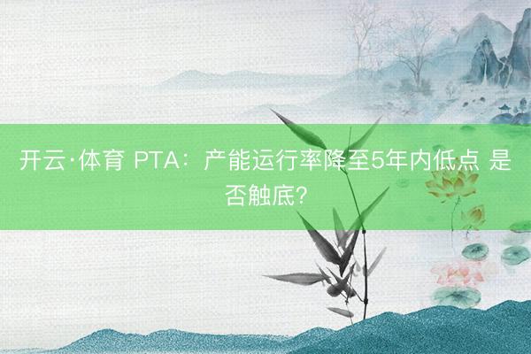 开云·体育 PTA：产能运行率降至5年内低点 是否触底？