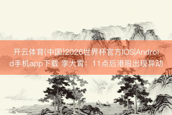 开云体育(中国)2026世界杯官方IOS|Android手机app下载 李大霄：11点后港股出现异动