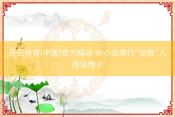 开云体育(中国)官方网站 中小农商行“逆势”入局信用卡
