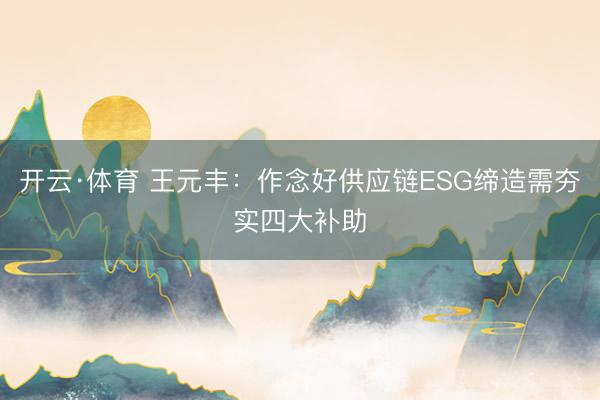 开云·体育 王元丰：作念好供应链ESG缔造需夯实四大补助