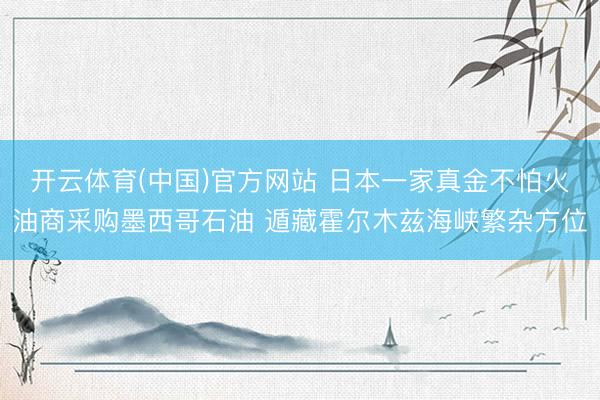 开云体育(中国)官方网站 日本一家真金不怕火油商采购墨西哥石油 遁藏霍尔木兹海峡繁杂方位