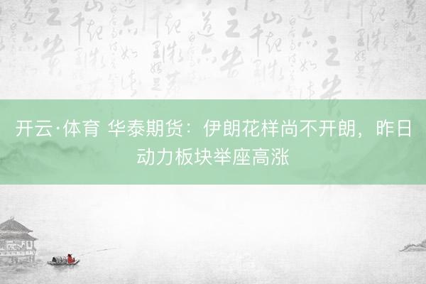 开云·体育 华泰期货：伊朗花样尚不开朗，昨日动力板块举座高涨