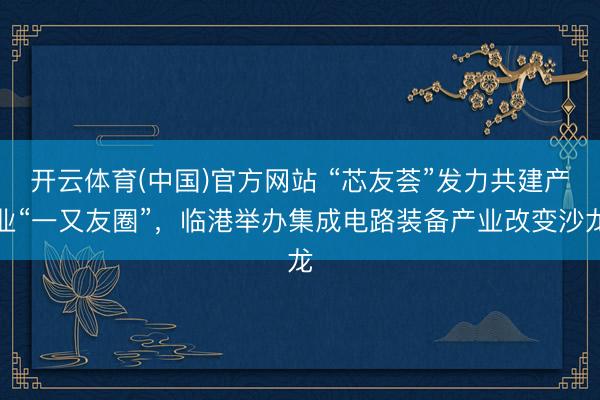 开云体育(中国)官方网站 “芯友荟”发力共建产业“一又友圈”，临港举办集成电路装备产业改变沙龙