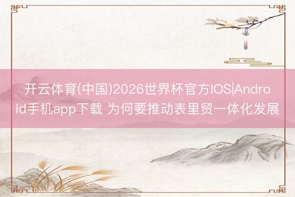 开云体育(中国)2026世界杯官方IOS|Android手机app下载 为何要推动表里贸一体化发展