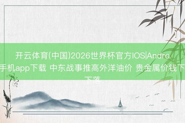 开云体育(中国)2026世界杯官方IOS|Android手机app下载 中东战事推高外洋油价 贵金属价钱下落