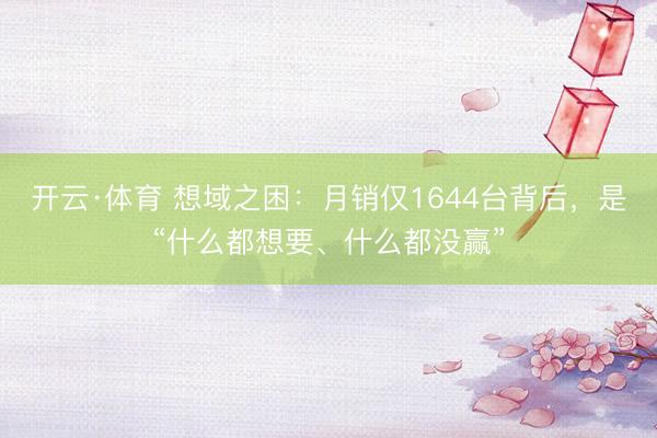 开云·体育 想域之困:月销仅1644台背后,是“什么都想要、什么都没赢”