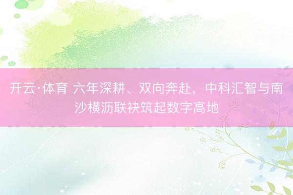 开云·体育 六年深耕、双向奔赴,中科汇智与南沙横沥联袂筑起数字高地